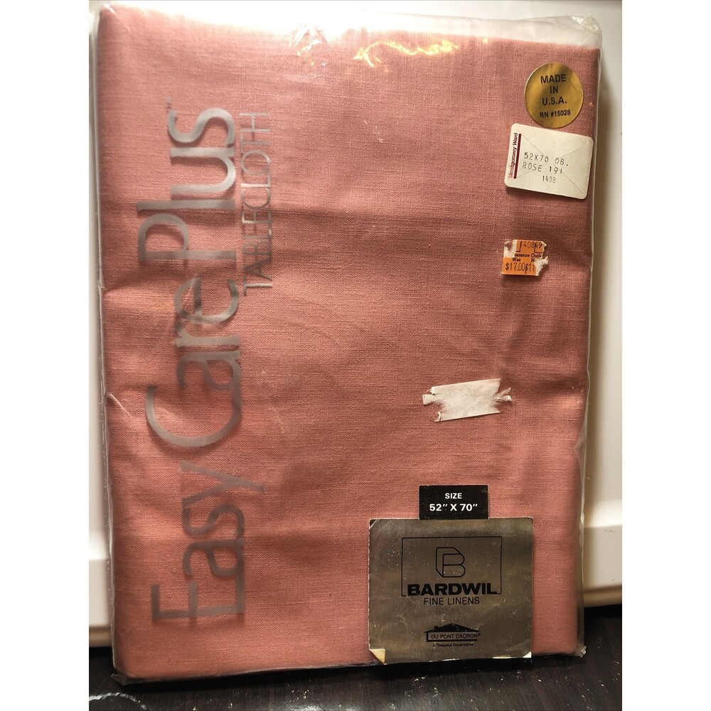 Vintage Rose Table Cloth Du Pont Dacron 52” x 70”  Soil Release NOS